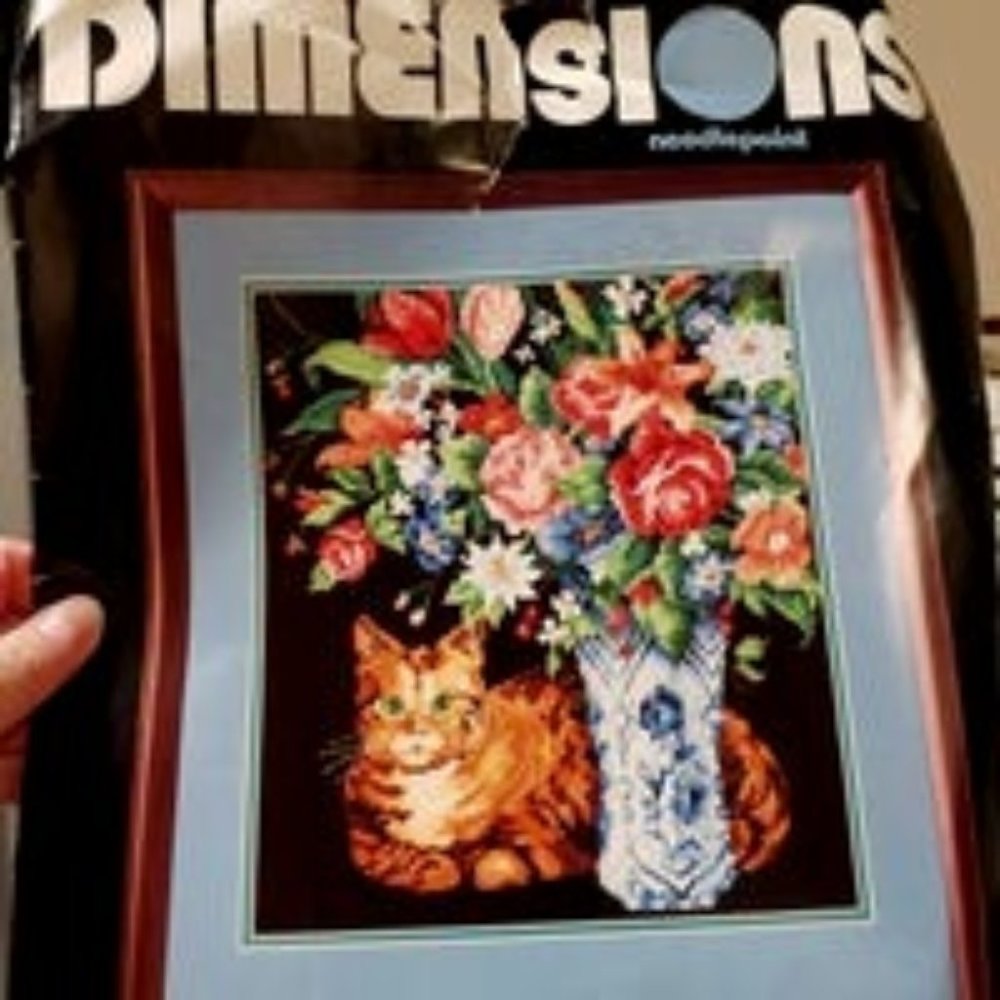 Contented cat needlepoint dimensions